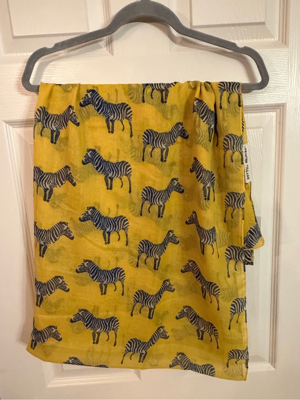 Printed Village Zebra Crossing Yellow Scarf NWT 38 x 72